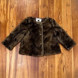 Janie and Jack Brown Faux Fur Coat
